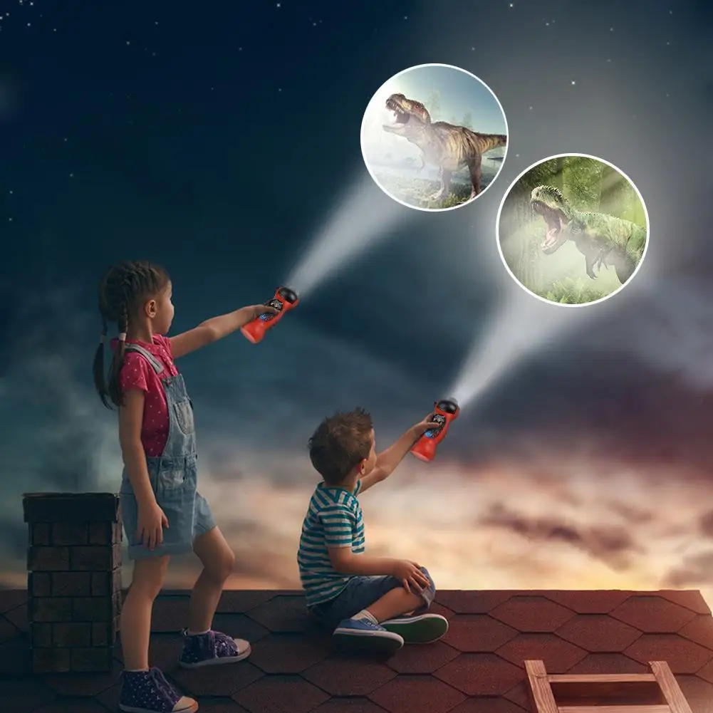 

24 Patterns Baby Sleep Light LED Flashlight Cartoon Dinosaur Projector Lamp 90 Rotary Early Education Toys for Children