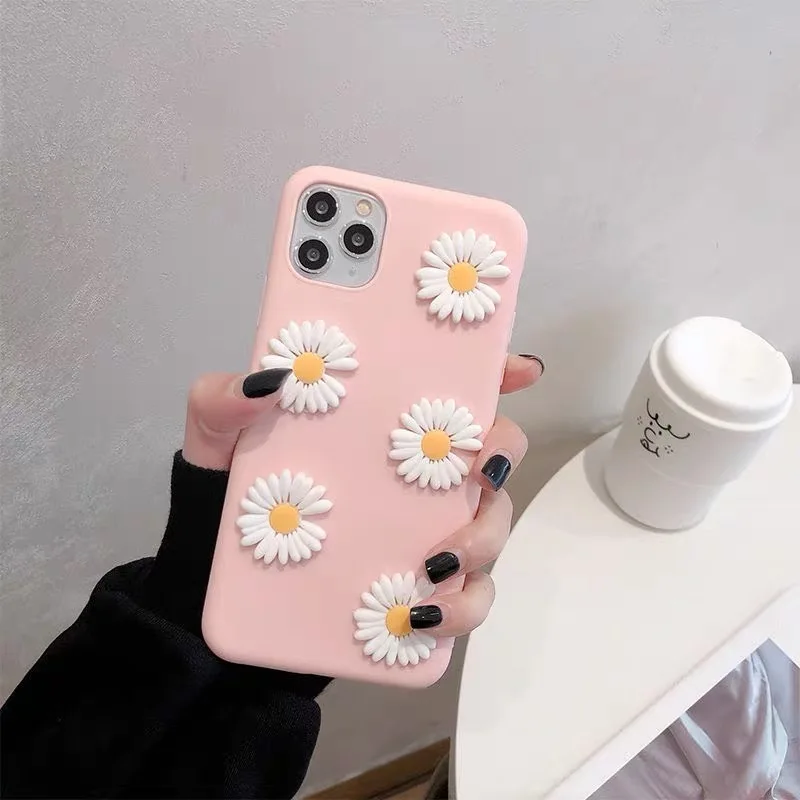 Ins Милые 3D Дейзи силиконовые для iphone X XR XS 11 12 Pro MAX 6S 7 8 plus + samsung S10 edge S20 S21 ультра