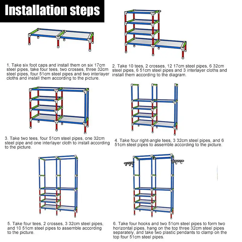 

Heavy Duty Clothes Rail Rack Garment Hanging Display Stand Shoe Storage Shelf Floor Hanger Storage Wardrobe Clothing Drying Rack
