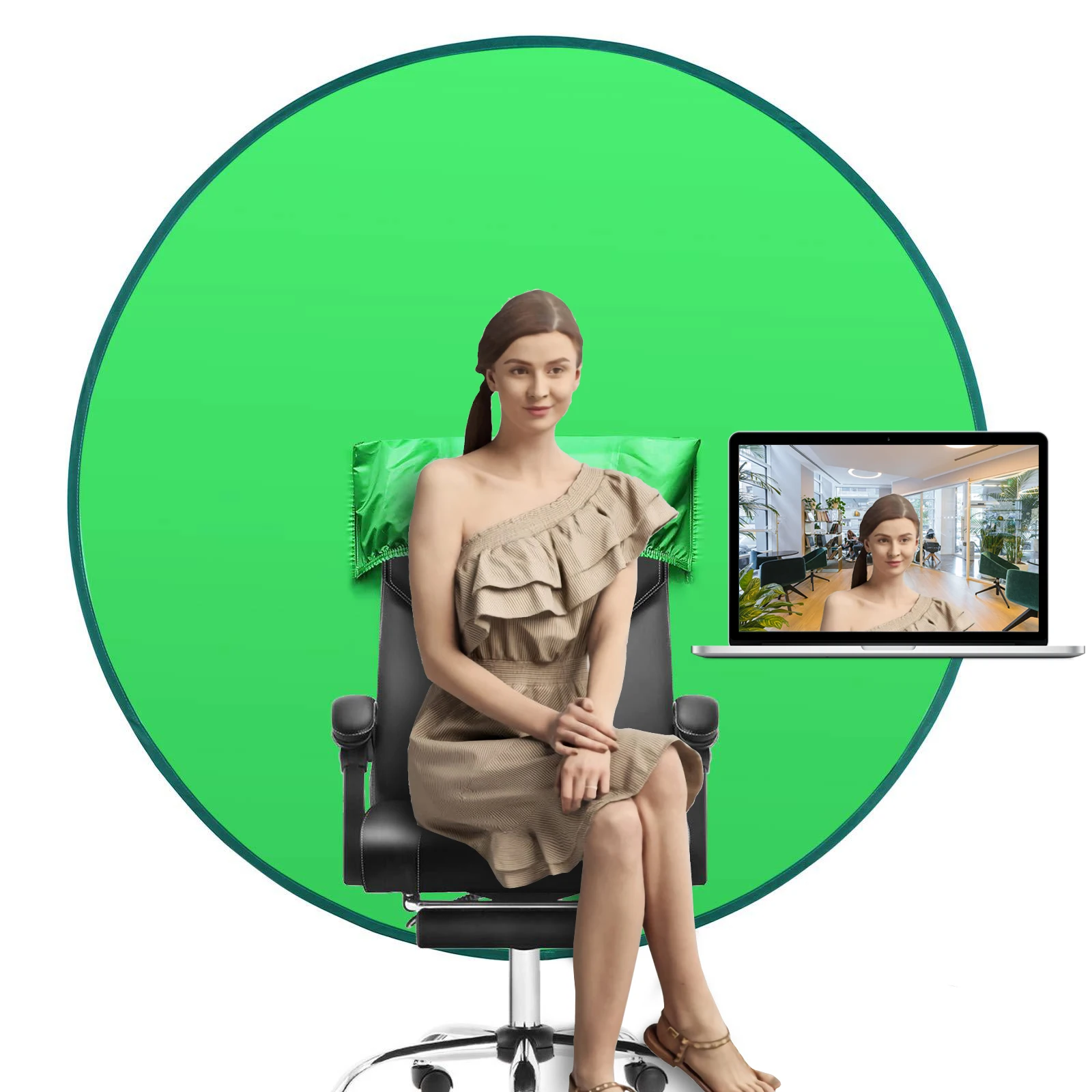Background Collapsible Chroma Key Green For Video Conferencing/chat