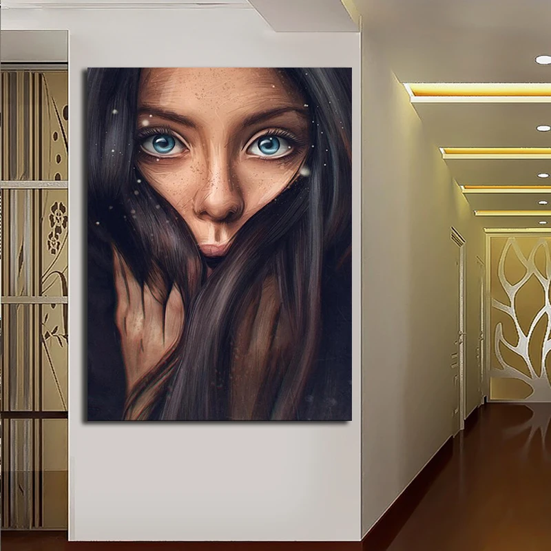 Девушка длинные волосы портрет холст живопись печатных Для женщин уход за кожей