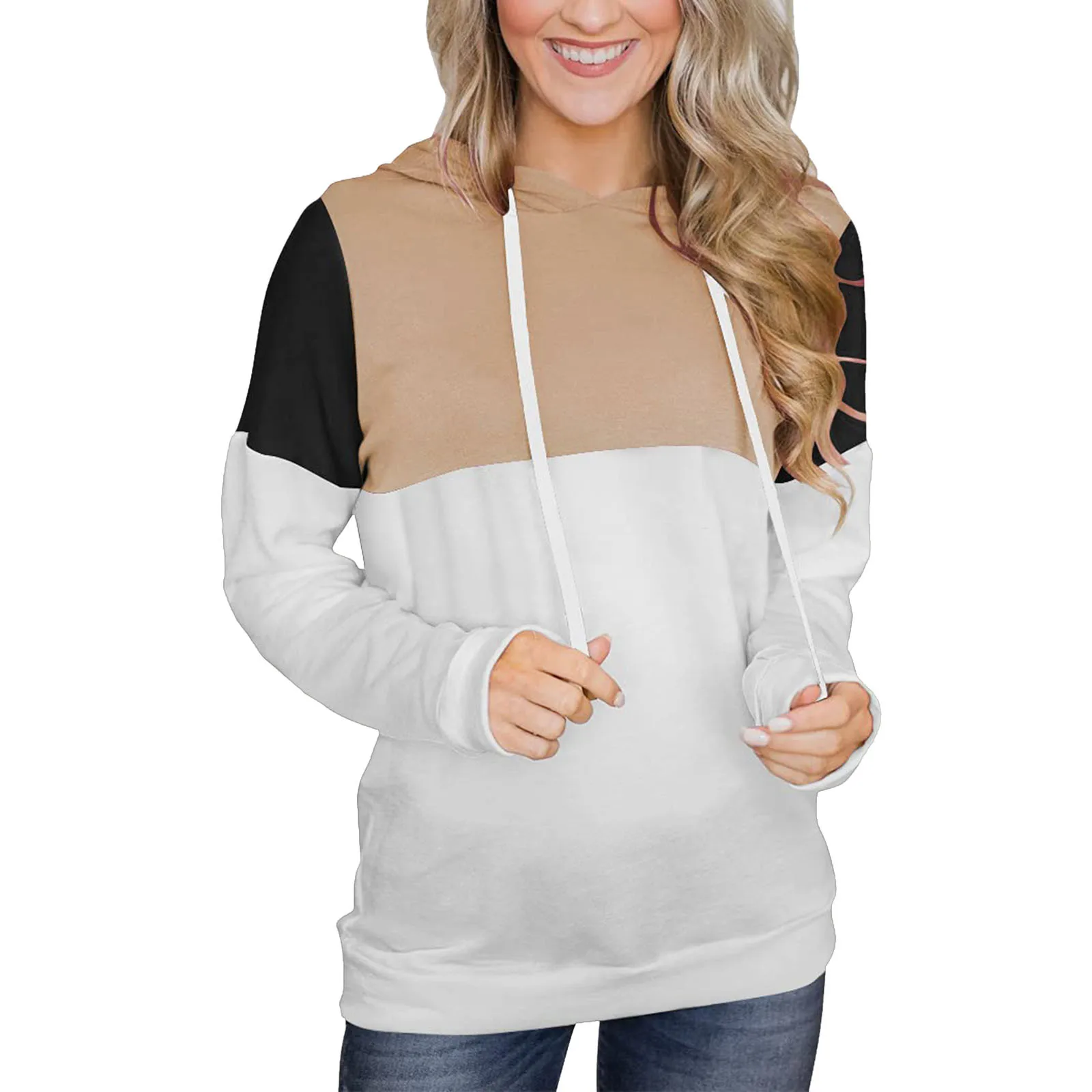 57# Oversize Sweatshirts 2021 Splicing Women's Long Sleeve Hoody Jumper Pullover Top Blouse Women's Sweatshirt Poleron Sudadera