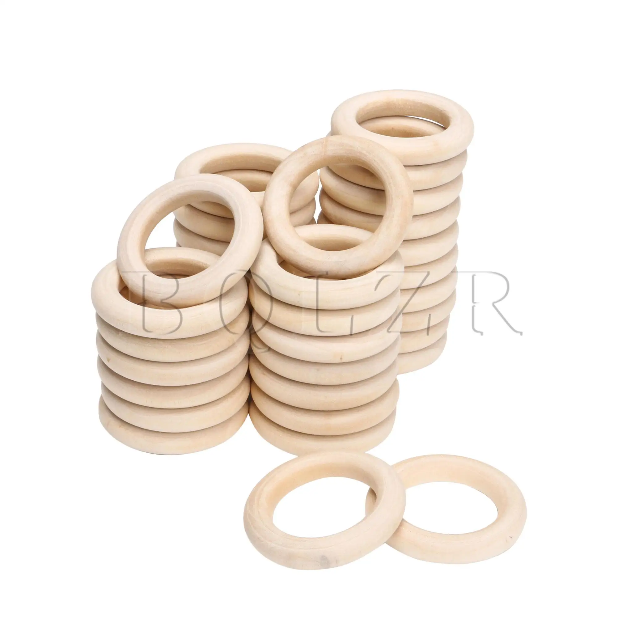 

BQLZR 35PCS Unfinished Solid Wooden Rings for DIY Craft Decoration