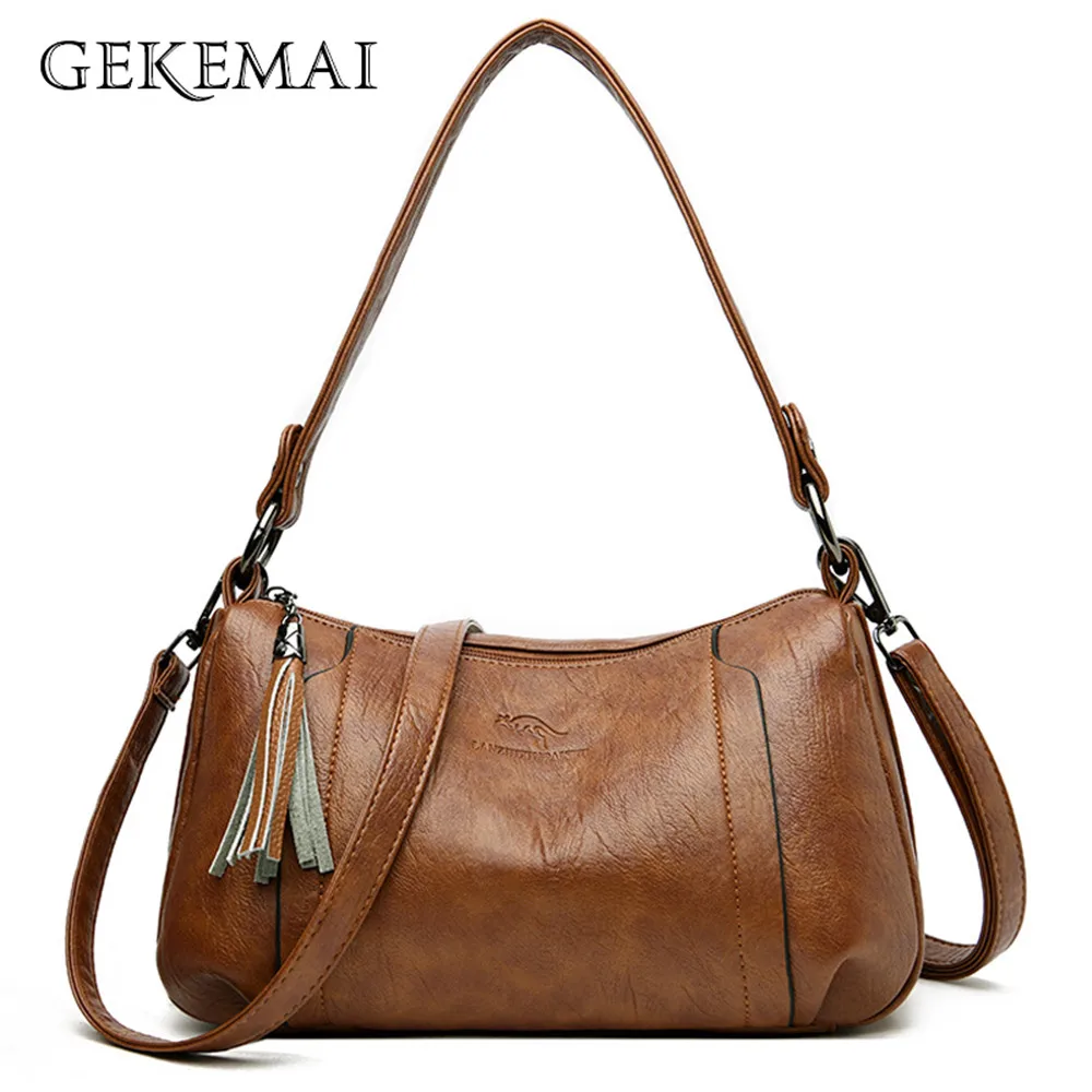 

Vintage Letter Tassel Crossbody Bags for Women High Quality Soft Leather Shoulder Bag Female Luxury Handbags Women Bag Designer