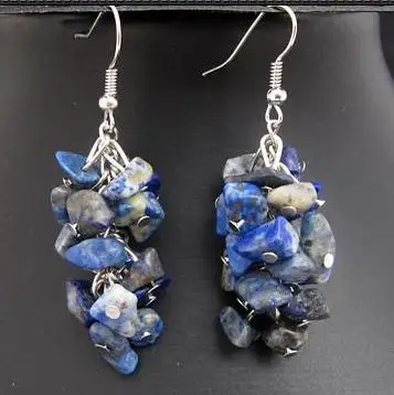 

New Gemstone Grape Earrings Baroque Blue Lapis Dangle Earring S925 Silver Hook Handmade Fine Jewelry Nice Lady Gift