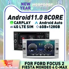 Carplay 2 Din Android 11 Автомобильный мультимедийный плеер для Ford Focus 2 Ford Fiesta Mondeo 4 C-Max S-Max Fusion Transit Kuga GPS радио