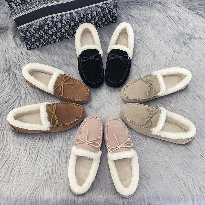 

Plus Velvet Warm Plush Shoes Women 2021 Winter Soft Sole One-step Flat Cotton Shoes Women's Shoes Flat Shoes Women