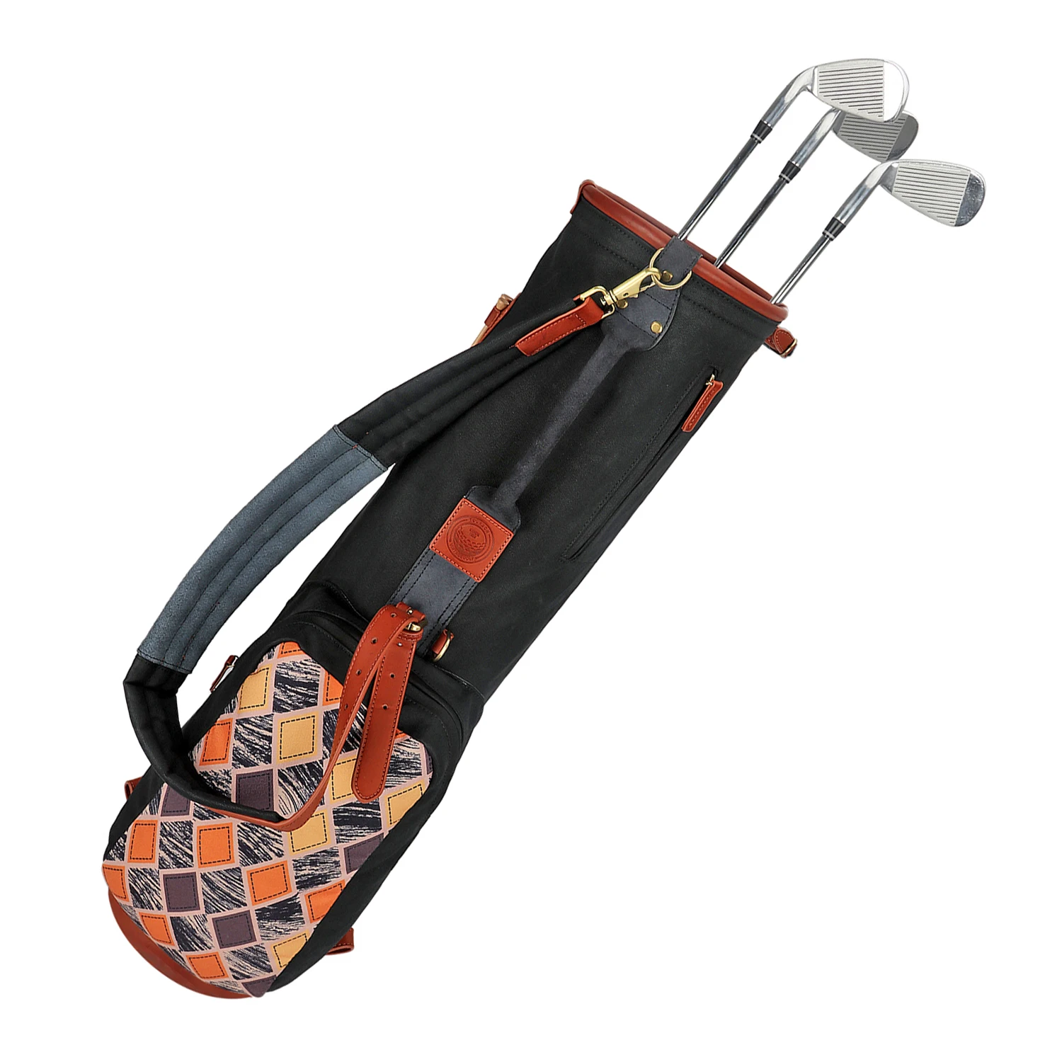 Tourbon Golf Sunday Bags Club Bag Sticks Carrier Case Cover Canvas & Leather w/Pocket Golf Driving Range Bags 83CM