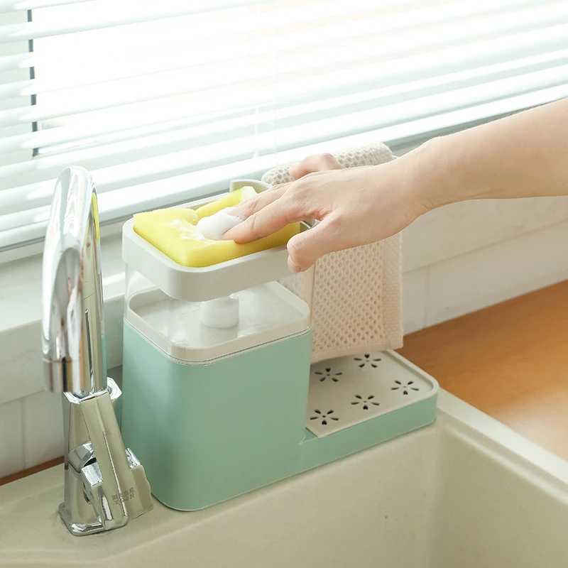 

Multifunctional Kitchen Cleaning Combination Rack 3 in 1 Soap Dispenser Kitchen Sponge Holder Towel Holder HEE889