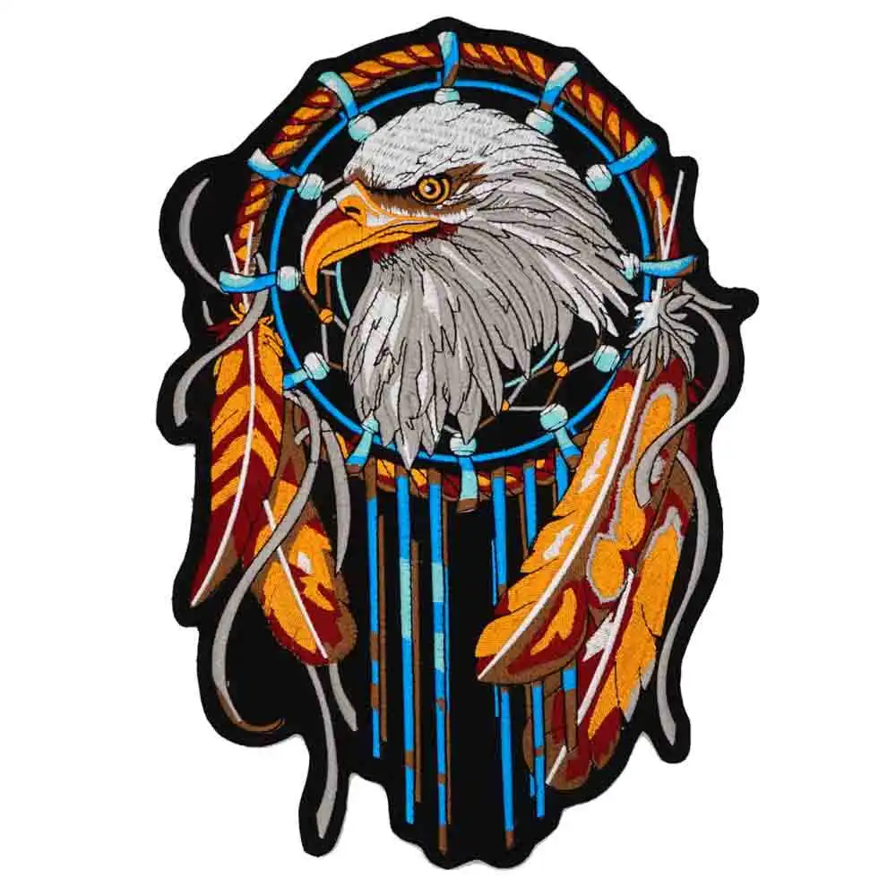 Большие вышитые этикетки с орлом и перьями панковские байкерские нашивки