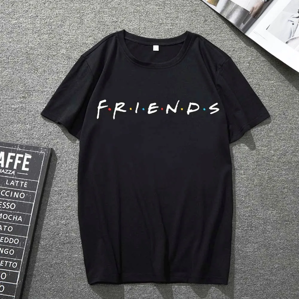 

T-shirt Men and Women Harajuku All-match Simple Literary Personality Printing Series Casual Round Neck Black Short-sleeved Top