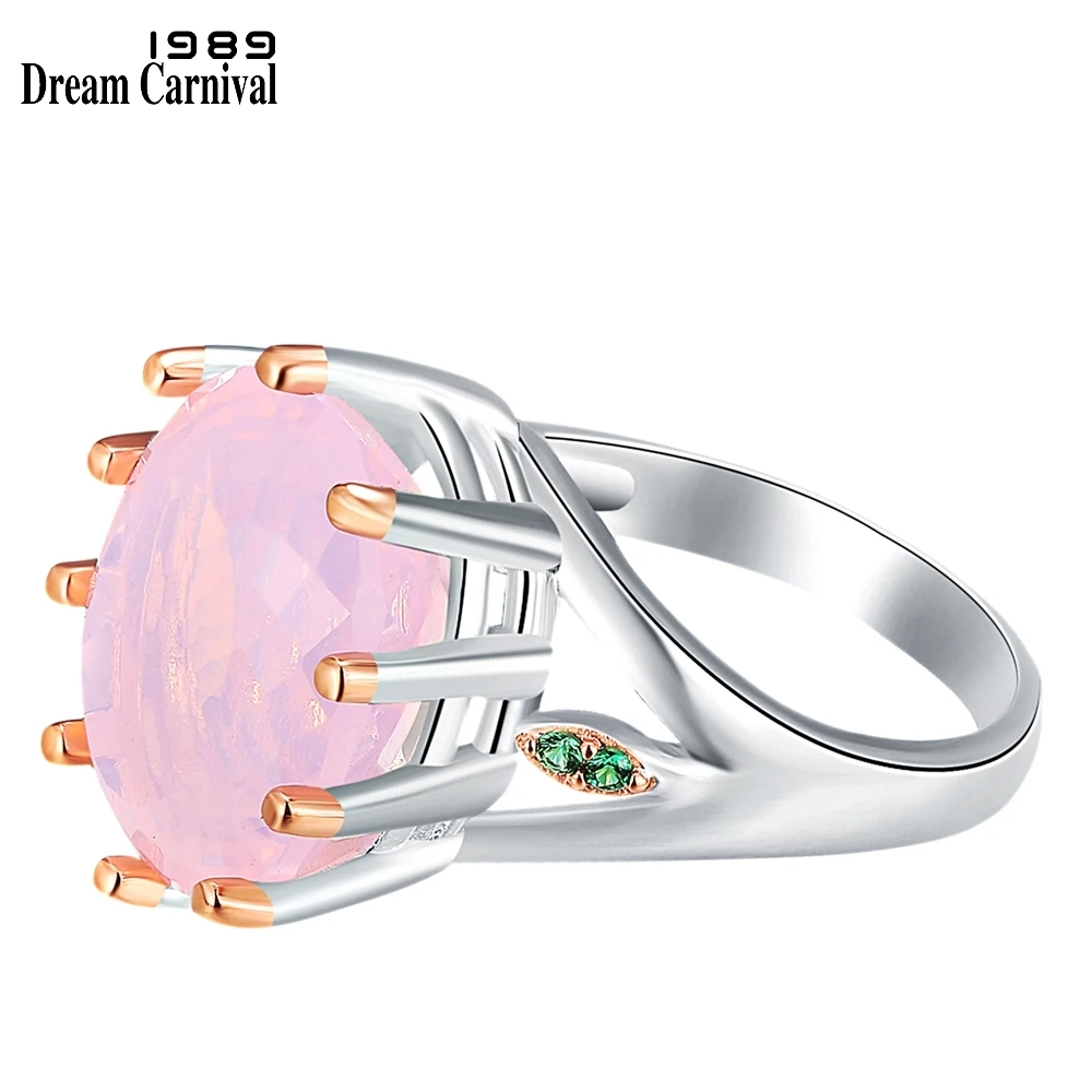 

DreamCarnival1989 Large Pink Solitaire Wedding Ring Women Delicate Fine Cut 16x20mm Opal Prong Bridal Treasure Forever WA11954