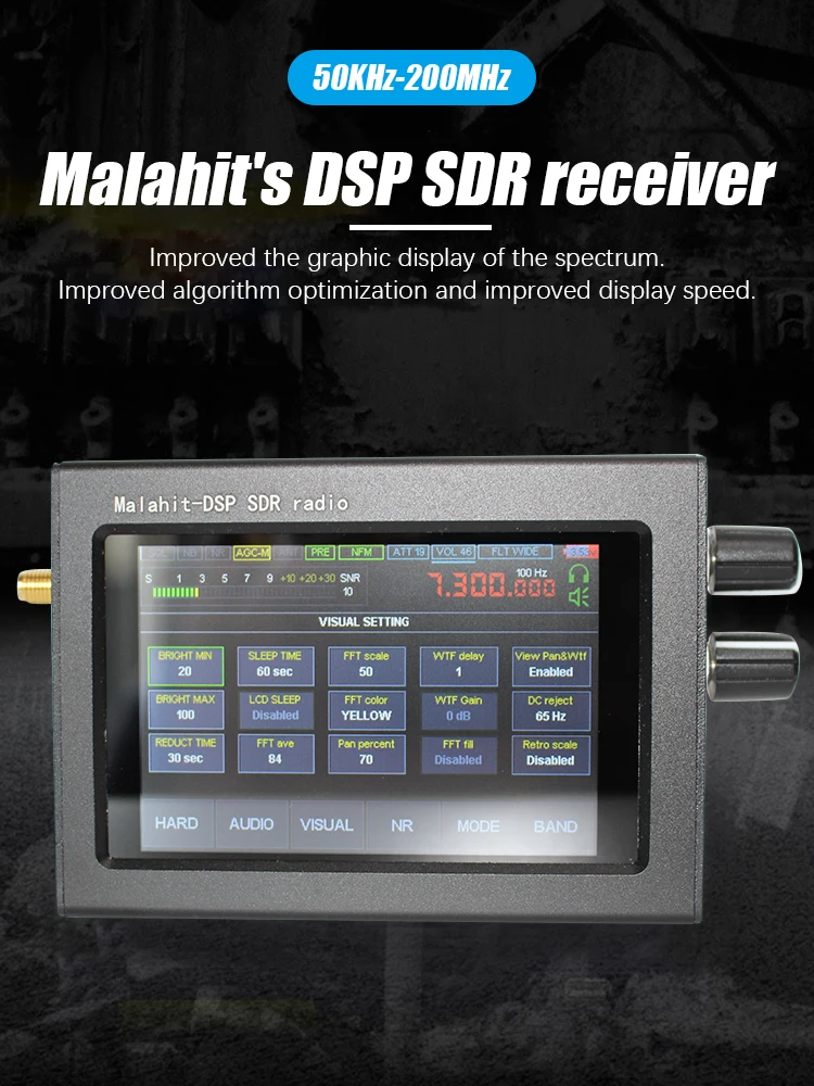 

1,10c SDR приемник Малахит 50 кгц-2 ГГц радио по с 3,5 дюймовым сенсорным ЖК-экраном анализатор спектра DSP шумоподавление