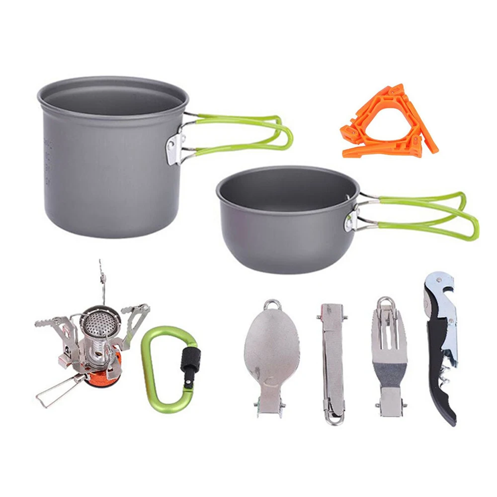 

Outdoor Travel Camping Tableware Kit Cookware Set Pot Portable BBQ Grill Picnic Hiking Cooking Stove Burner Camp Cooking Supplie