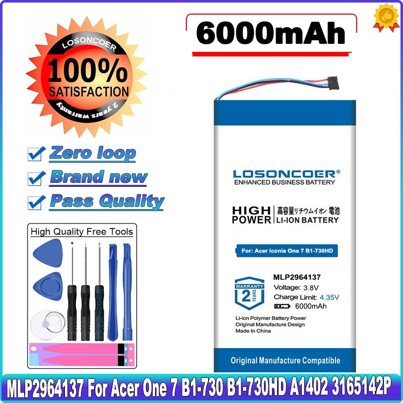 

for Acer lconia One 7 B1-730 B1-730HD A1402 3165142P C2-X1-a8 A1402 B1-730HD-170L 1CIP3/65/138 KT.0010F.001 MLP2964137 Battery