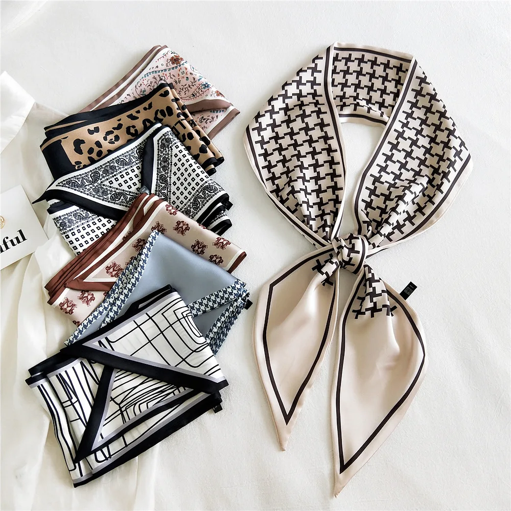 

Korean Scarf Strip Small Silk Scarf Women's Summer Thin Long Double-sided Binding Waist Hair Band Decorative Scarf Casual