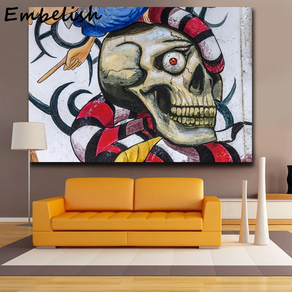 1 шт. красивое уличное искусство Граффити HD картины на холсте красочный череп