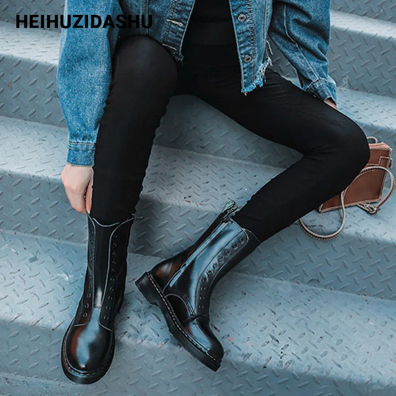 Женские ботинки из натуральной кожи на молнии сбоку | Обувь