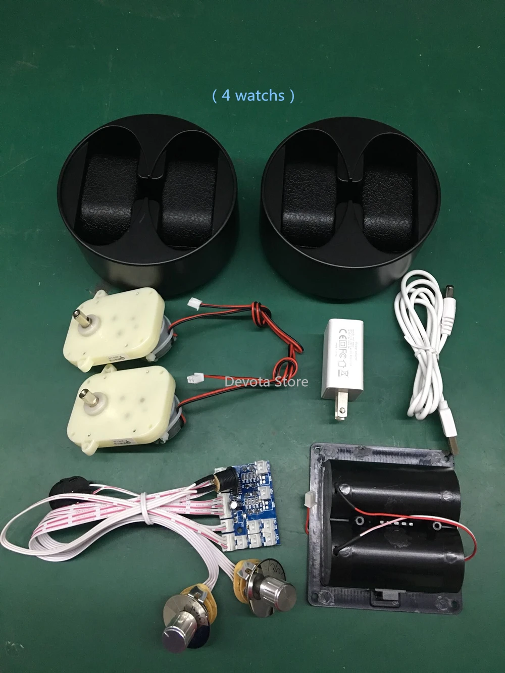 

For 4 watchs Quality Watch winder parts DC Gear Motor Circuit board-switch-Power adapter-Plastic box-Pillow Repair watch DIY