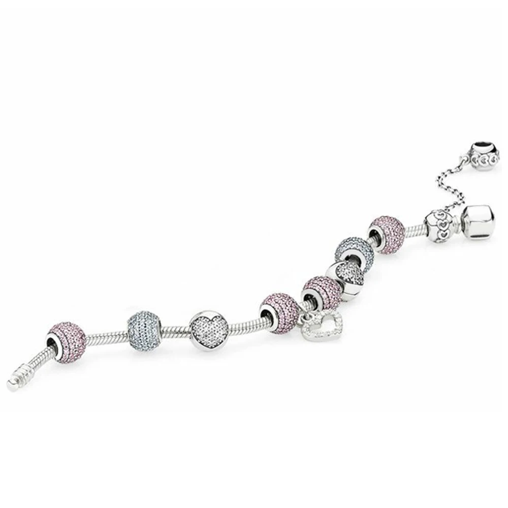 

2020 100% 925 Sterling Silver Love Pav Bracelet Set Bracelet Set Quality Products Jewelry Production Can Be Customized