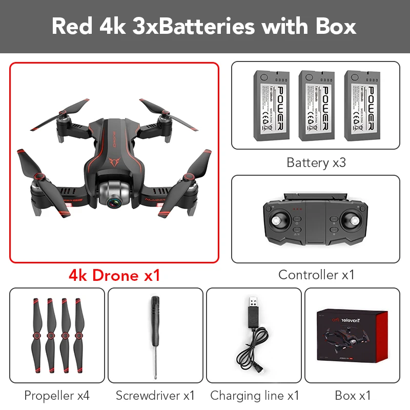 Red 4k 3B with Box FUNSKY S20 wifi FPV с 4 K/1080 P HD камерой 18 минут время полета Интеллектуальный складной Радиоуправляемый Дрон Квадрокоптер - Цвет: Red 4k 3B with Box