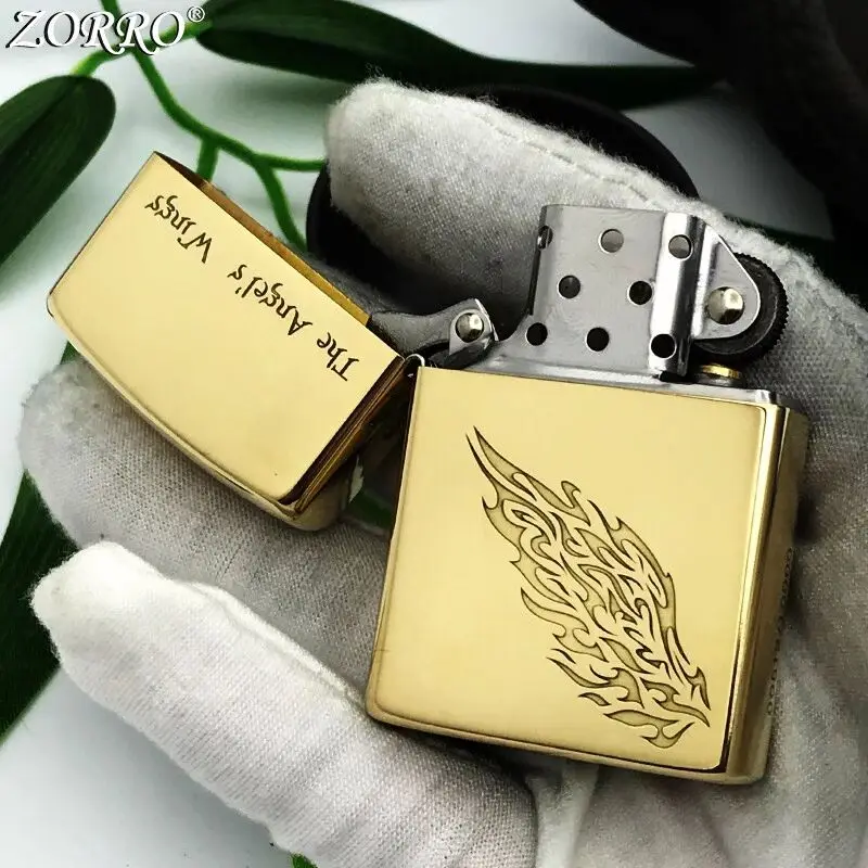 Латунная керосиновая Зажигалка Zorro крылья ангела корпус из чистой меди