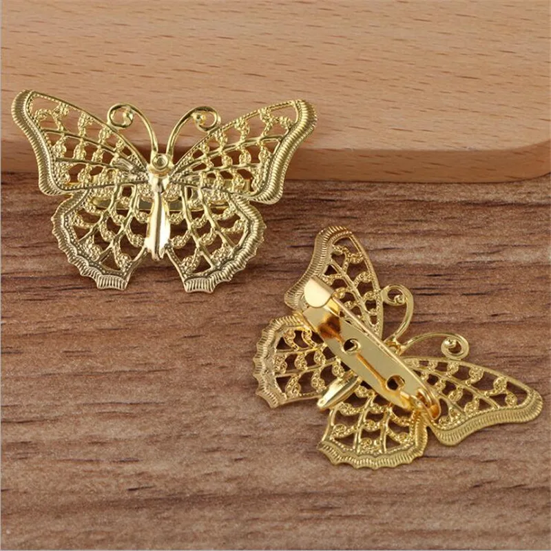 

PEMODOX 200 pieces 26*41mm Butterfly brooch Brass DIY Jewelry Clothing Accessories Collar Pin Buckle Safety Brooch Pin