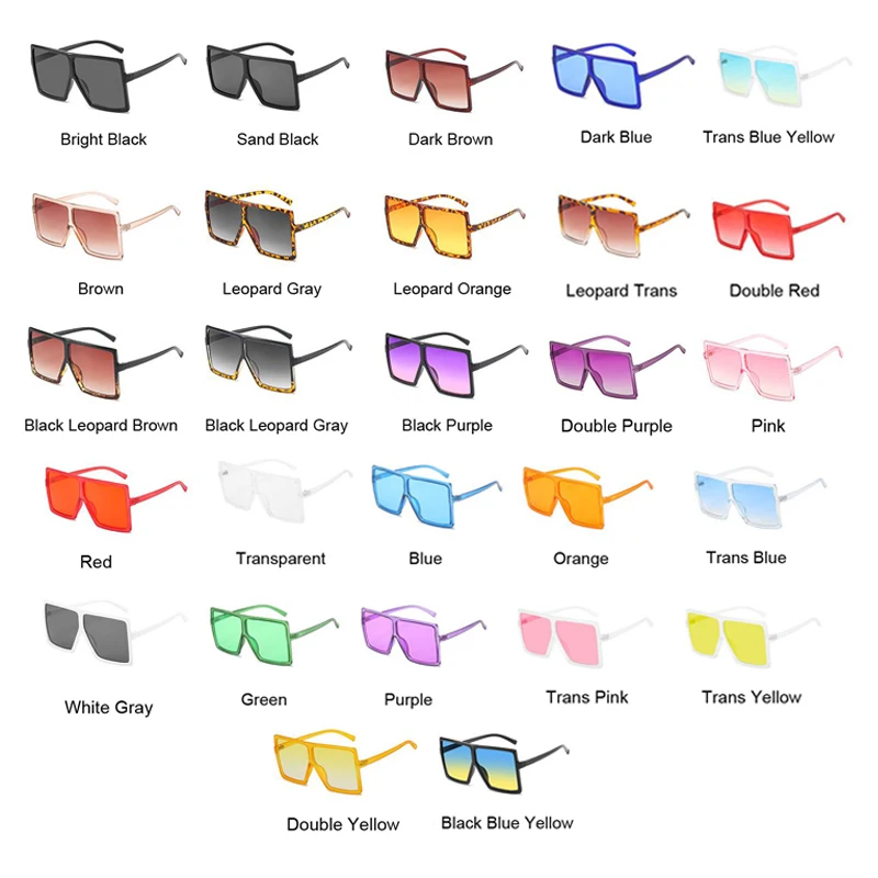 

Oversized Shades Sunglasses Women Black Fashion Square Big Frame Sun Glasses Female Vintage Retro Glasses Unisex Oculos Feminino