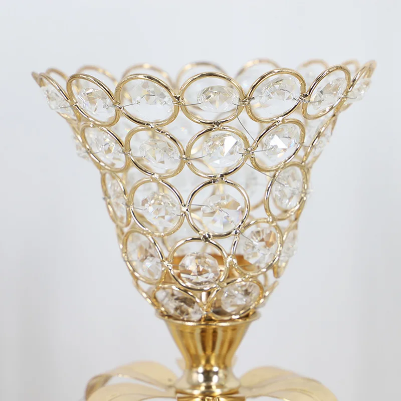 Хрустальный цветок подсвечник для свечей свадебный Декор Золотой Кристалл