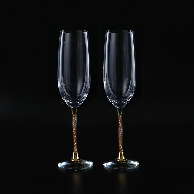 Champagne Gold Slanting Свадебные стеклянные es с подарочной коробкой персонализировать шампанское флейты золотые Хрустальные Вечерние Бокалы свадебные украшения H1190 - Цвет: Champagne Gold