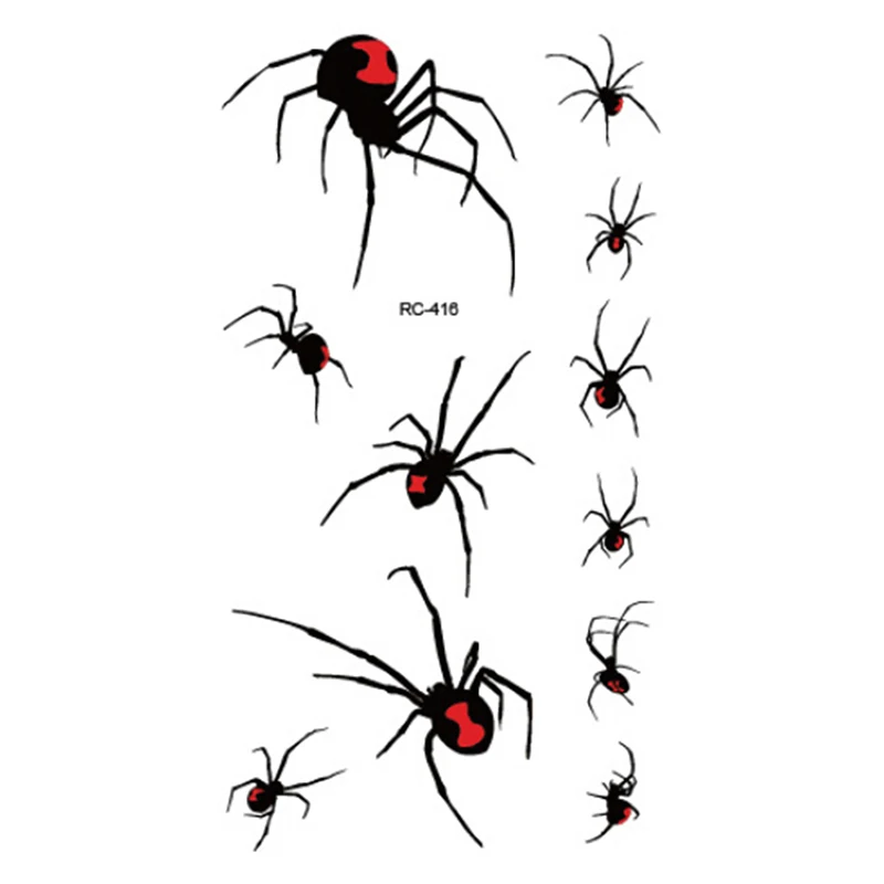 Водостойкая Временная тату наклейка 3D Паук на Хэллоуин водная переводка флэш