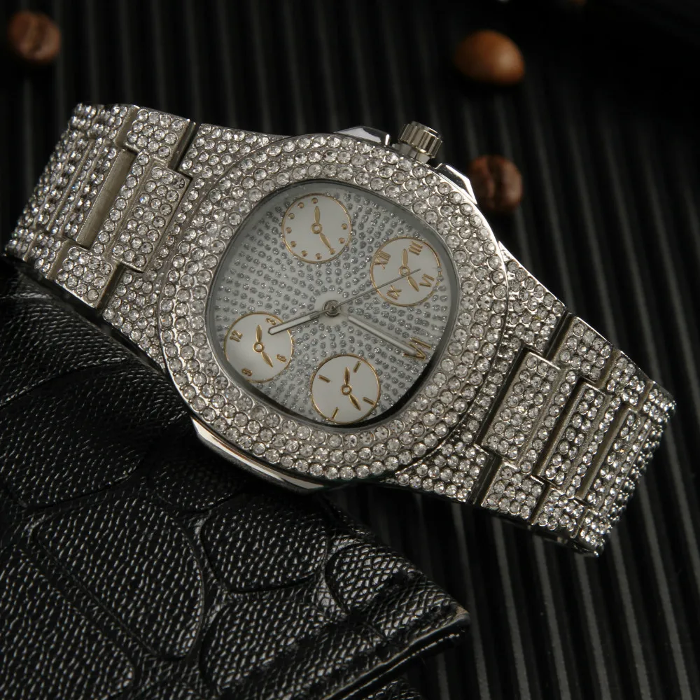 Золотые кубинские часы Ice Out роскошные брендовые алмазные мужские топ бренд