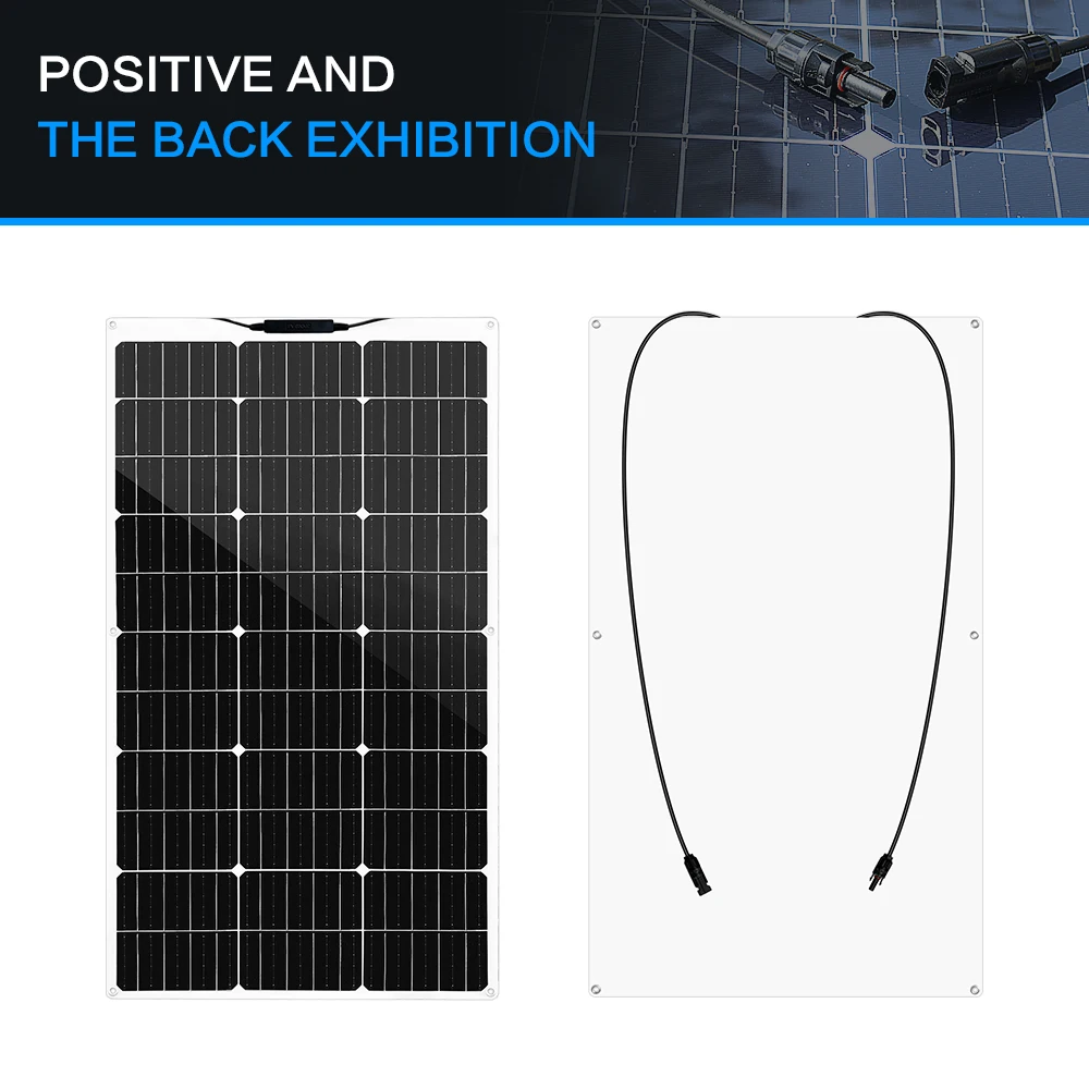 1000W Solar Panel Flexible Monocrystalline Solar Cells 1~10PCS 100~1000 Watt PV Module 12V 24V Photovoltaic Off Grid System