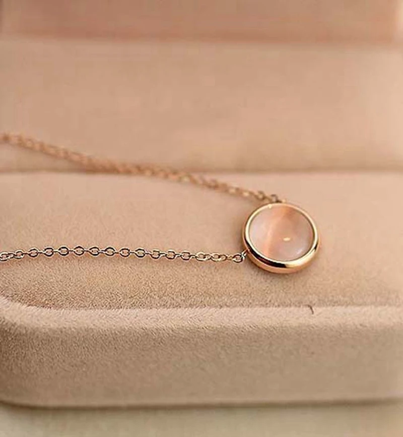

Ожерелье из титановой стали с круглой подвеской для женщин, ожерелье из розового золота на годовщину, помолвку, свадьбу, аксессуары, ювелирн...