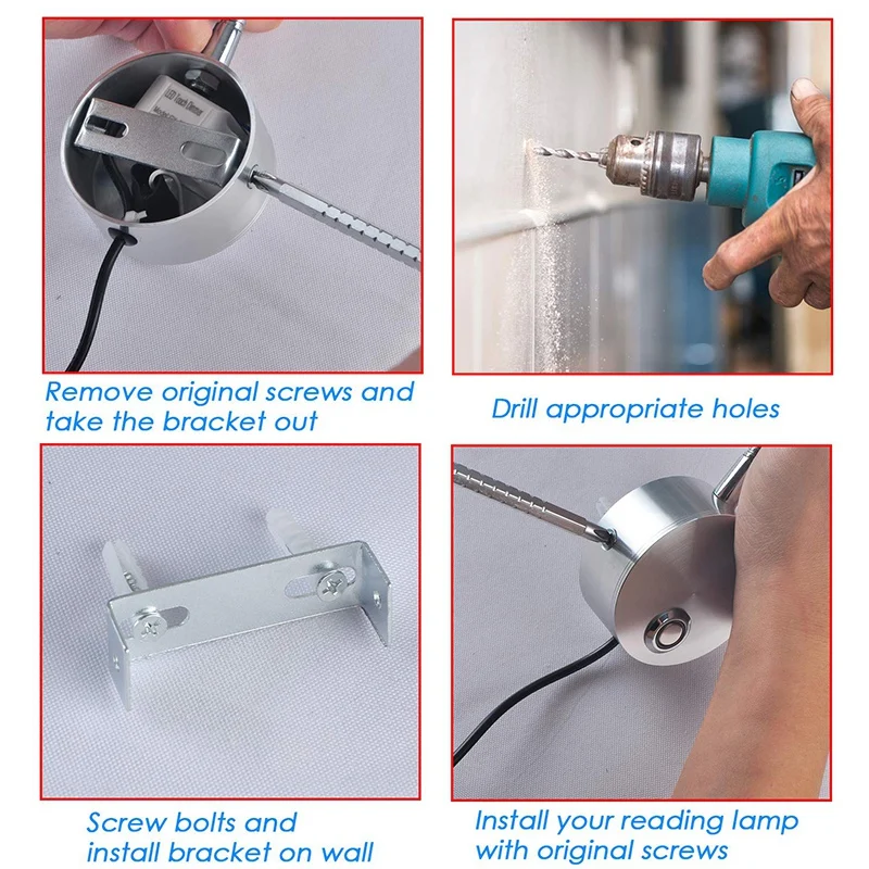 

Bedside Reading Light, Bedroom Reading Lamp, 3W LED Press Dimmable Brightness Minimalist Wall Headboard Reading Lamp, Adjustable