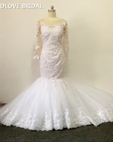 new design sequined lace mermaid wedding dress high quality pearl beaded bridal gown with long sleeves