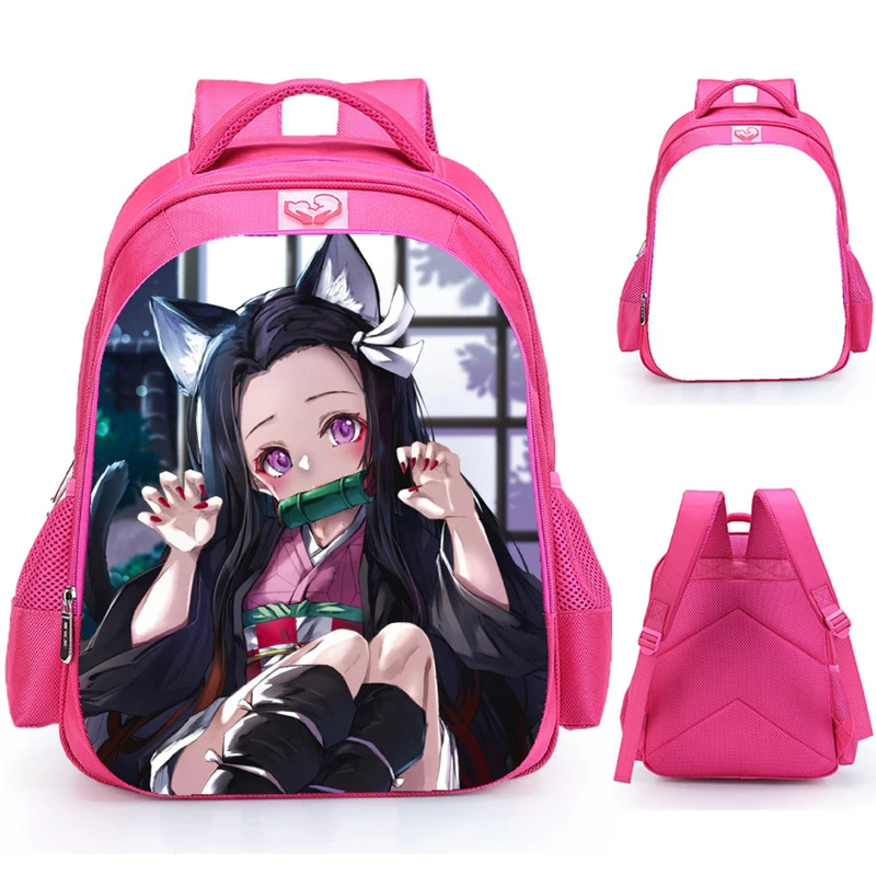 

New 16 inch Demon Slayer Kimetsu No Yaiba Women Backpack Anime Bookbag School Bags Children Girls Travel Bagpack Mochila