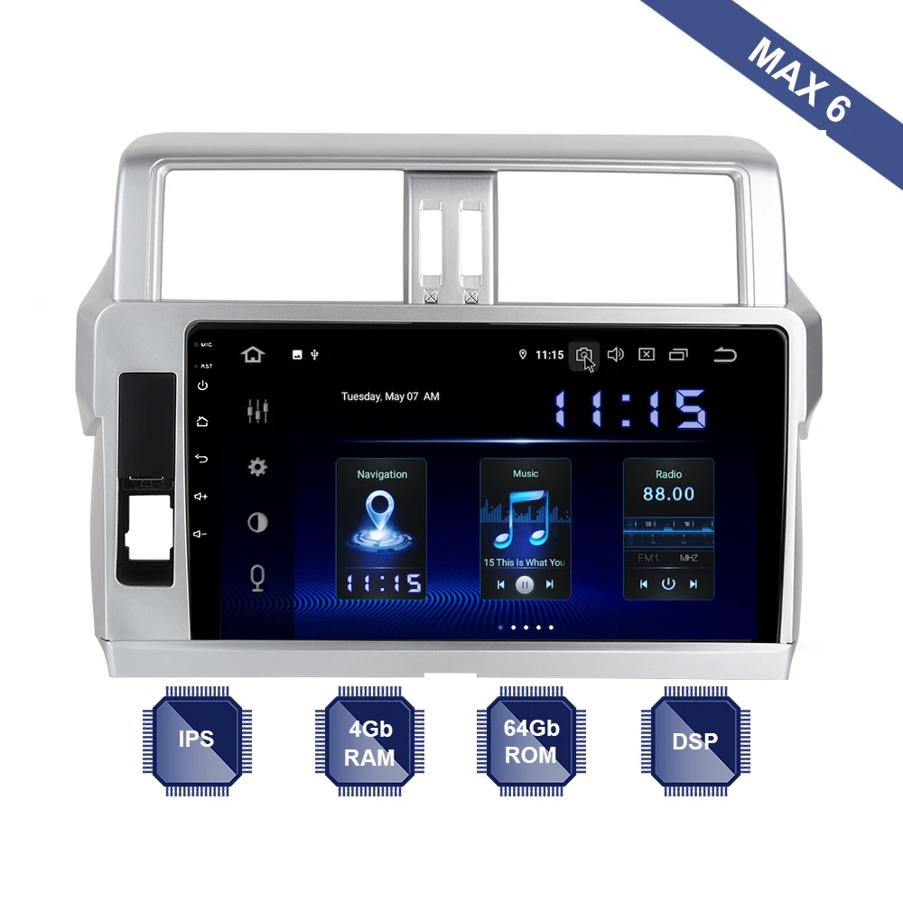 Автомагнитола 2 Din на Android 10 с GPS навигацией для Toyota Prado 150 2013 2014 2015 2018 PX6 DSP IPS экран 4