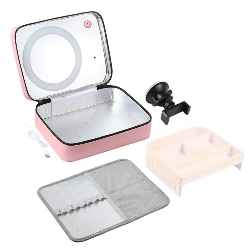 

Cosmetic Storage Box Live Broadcast Ring Light Mirror Makeup Bag Jewelry Storage Box With Phone Clamp For Home Travel