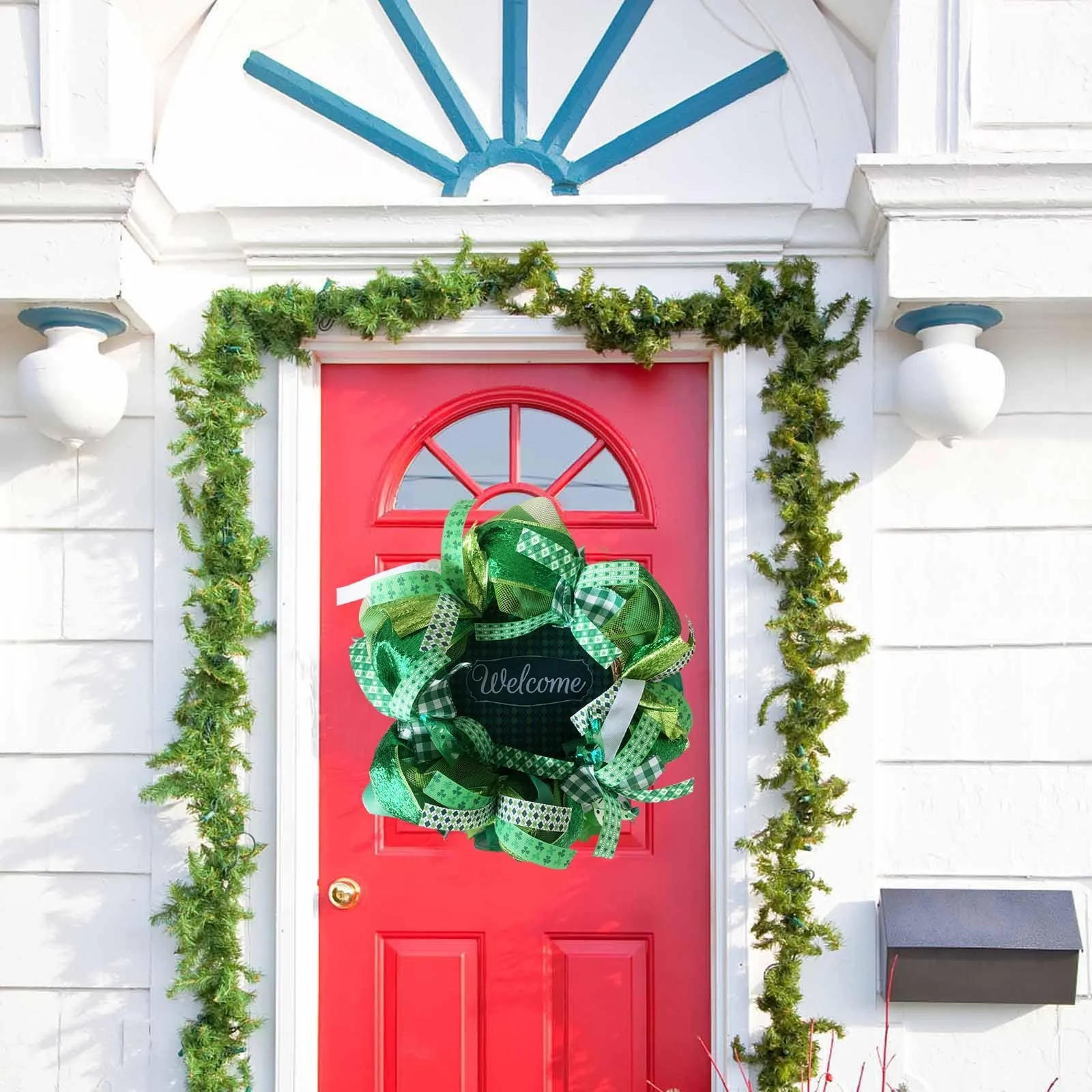 

St Patrick's Day Leprechaun Wreath Clovers Leprechaun Ribbon Very Weather Wall Decor Holiday Decor Decoracin De Patio