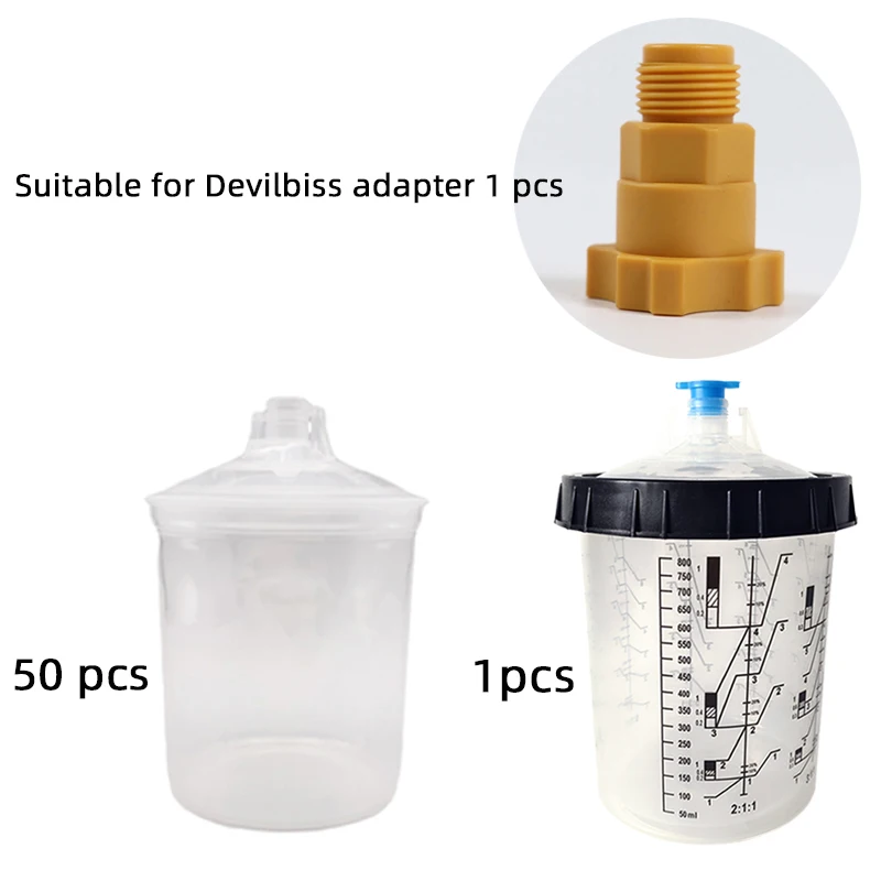 ATPRO 800ML Spray Gun Disposable Pot With Scale Plastic Transparent Paint Mixing Cup Measuring Adapter |