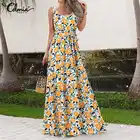 Летнее праздничное платье Celmia 2021, богемное платье макси, женские пикантные винтажные повседневные длинные платья без рукавов с цветочным принтом и поясом