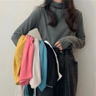 Женская утепленная Водолазка с длинным рукавом, однотонная теплая облегающая футболка в стиле Харадзюку, одежда для осени и зимы