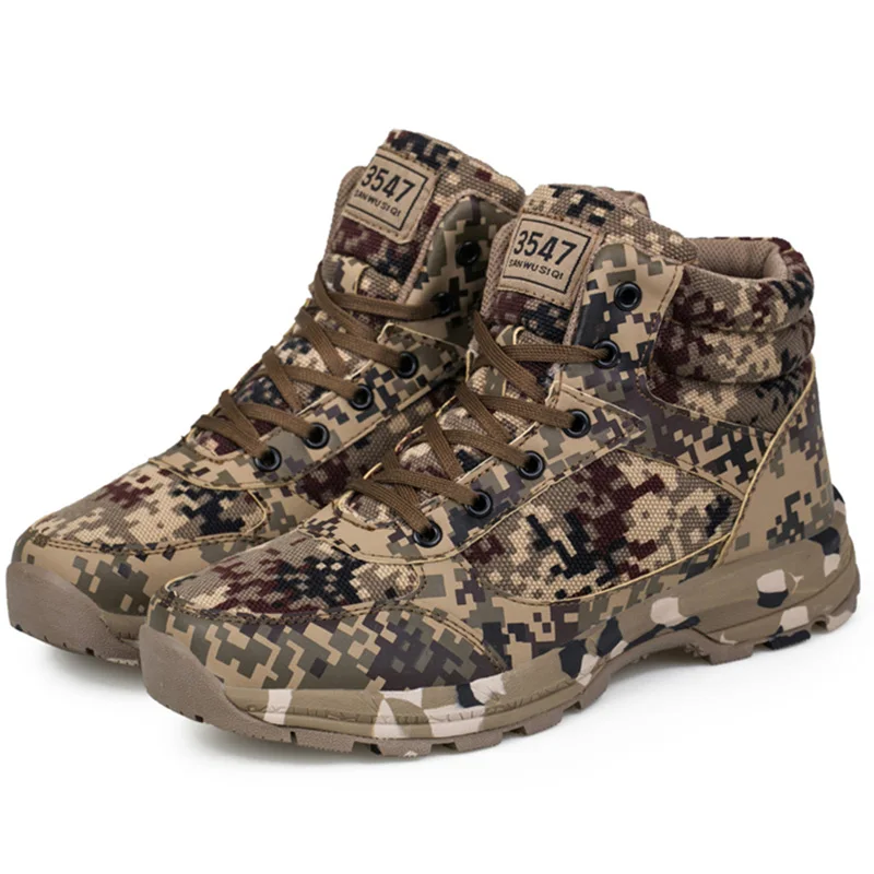 Desert camouflage Уличные зимние треккинговые ботинки мужские военные резиновые подошвы альпинистские тактические ботинки теплые хлопковые нескользящие износостойкие кроссовки - Цвет: Desert camouflage