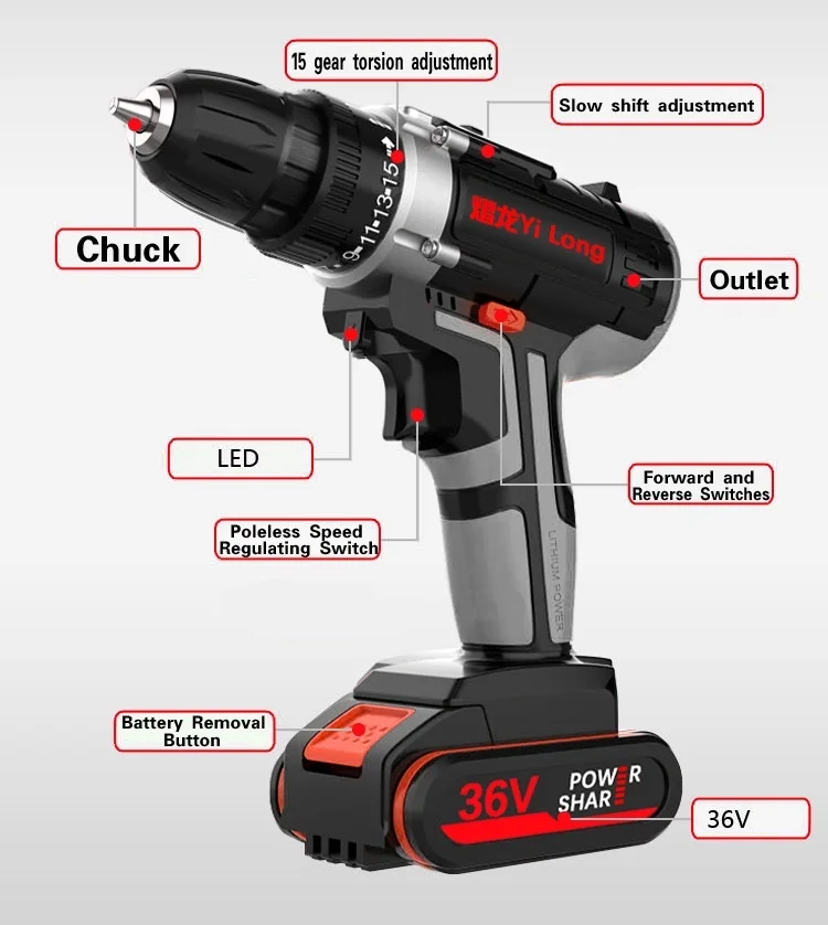 12 В ручная электрическая дрель Бытовая многофункциональная перезаряжаемая