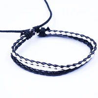 qian du mens adjustable leisure sports multi layer hand woven leather bracelet mens leather couple bracelet fashion jewelry