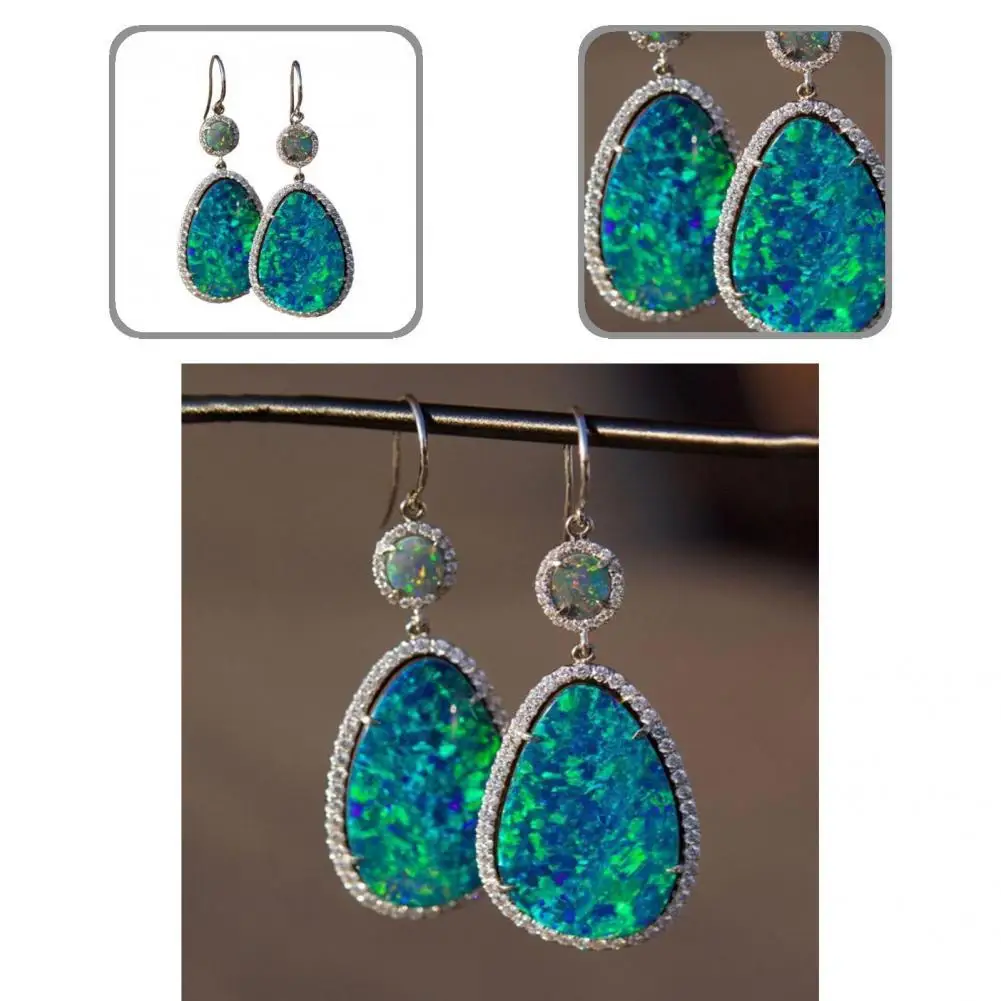 

Chic Women Earrings Shiny Elegant Faux Opal Long Dangle Earrings Dangle Earrings Hook Earrings 1 Pair