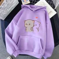 2020 new hot sale womens blue hoodie funny cartoon peach cat cute expression printing femme winter casual hoodie tops wholesale