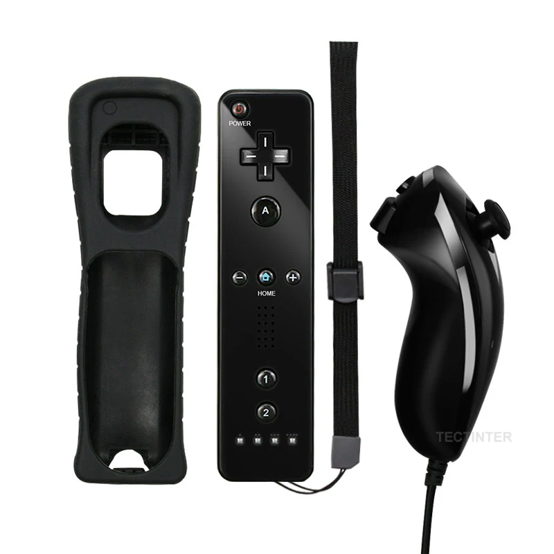 Olmadan hareket artı denetleyicisi için kablosuz oyun uzaktan Nunchuck Wii için 2 in 1 Bluetooth oyun Controle silikon yumuşak kılıf