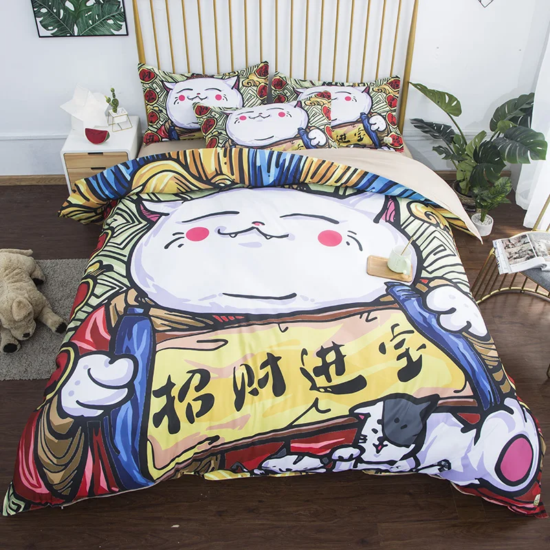 Комплект постельного белья для детей 3/4 шт. мультяшный рисунок Сиба Аляска собака